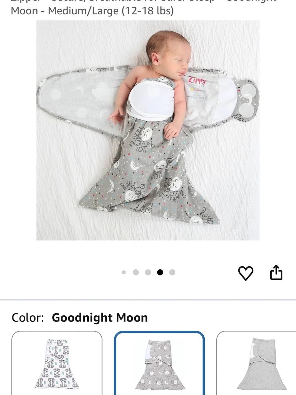 Gray Baby Swaddle Sack with Moon & Stars 